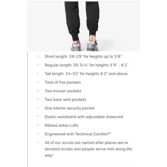 Figs Slim Tansen Jogger Scrub Pants Black Size XS/ Small Short length - Picture 4 of 7